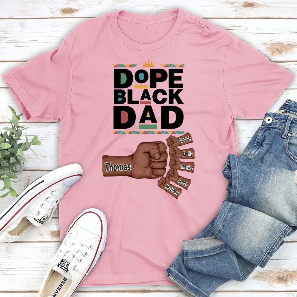 Personalized Dope Black Dad T-Shirt for Father's Day - Custom Names Cloth MagicInPrints