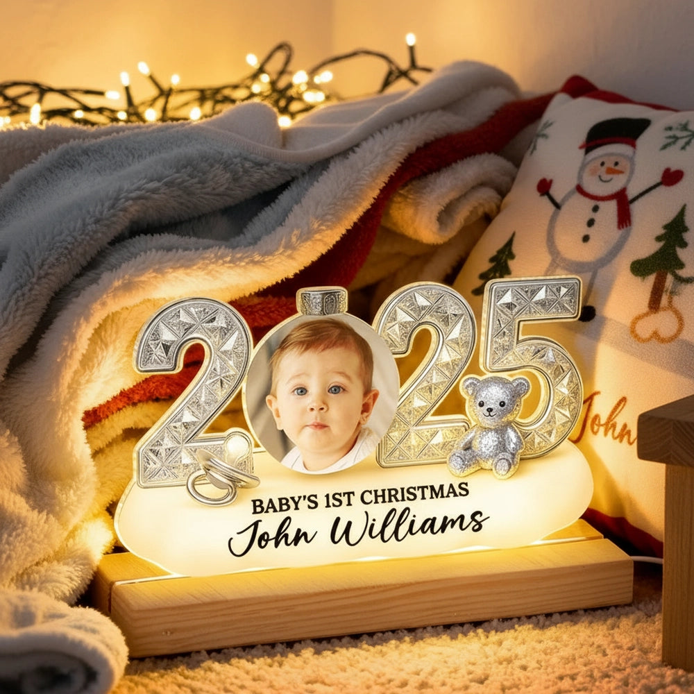 Personalized Baby's First Christmas LED Light for 2025 - Custom Name Gift Plaque MagicInPrints