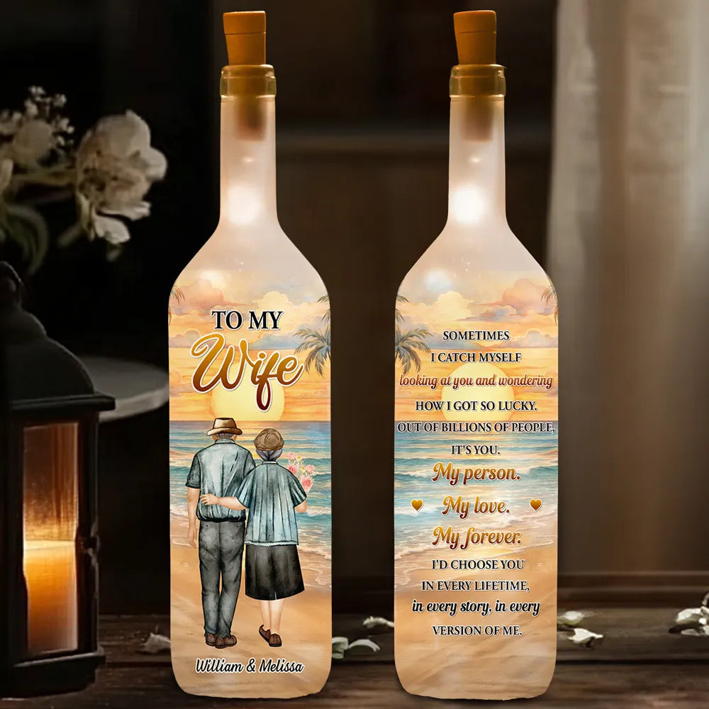 Personalized LED Wine Bottle Lamp for Wife - Romantic Anniversary Gift Lamp MagicInPrints