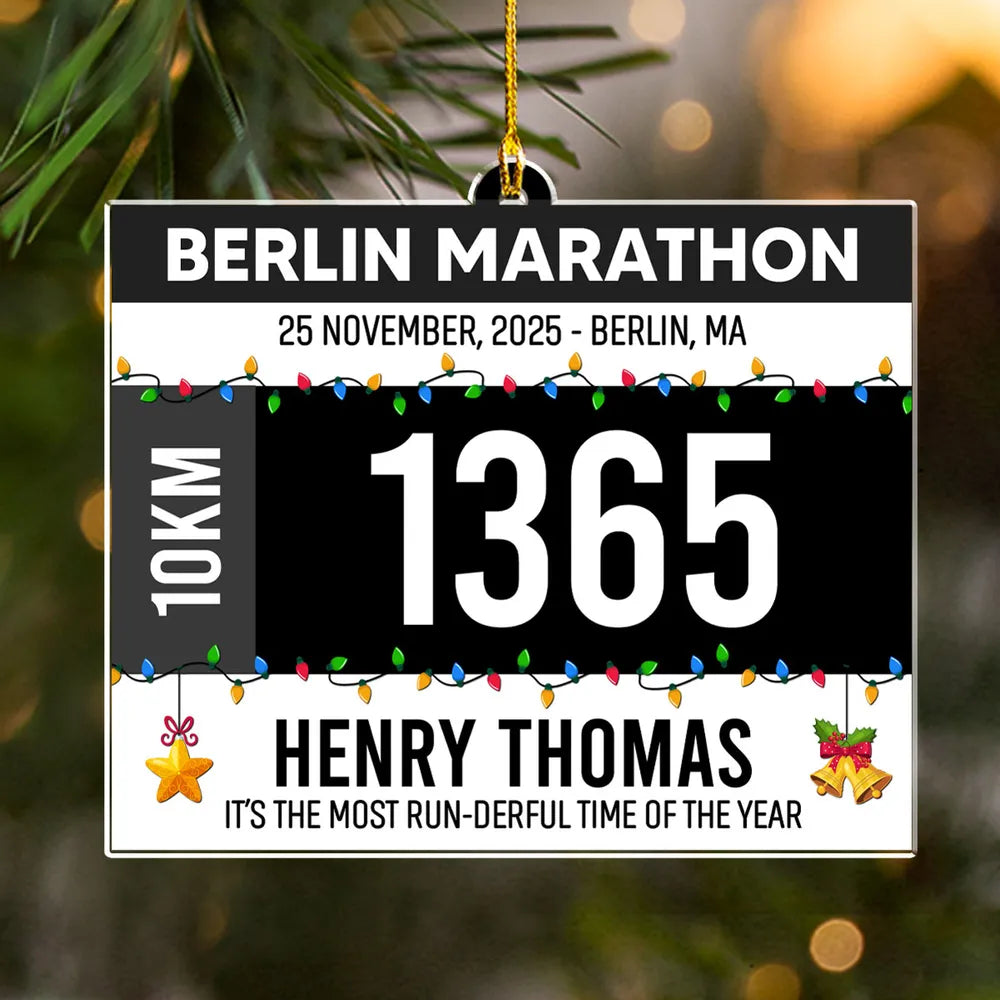 Personalized Boston Marathon Ornament for Runners - Christmas Keepsake Ornament MagicInPrints