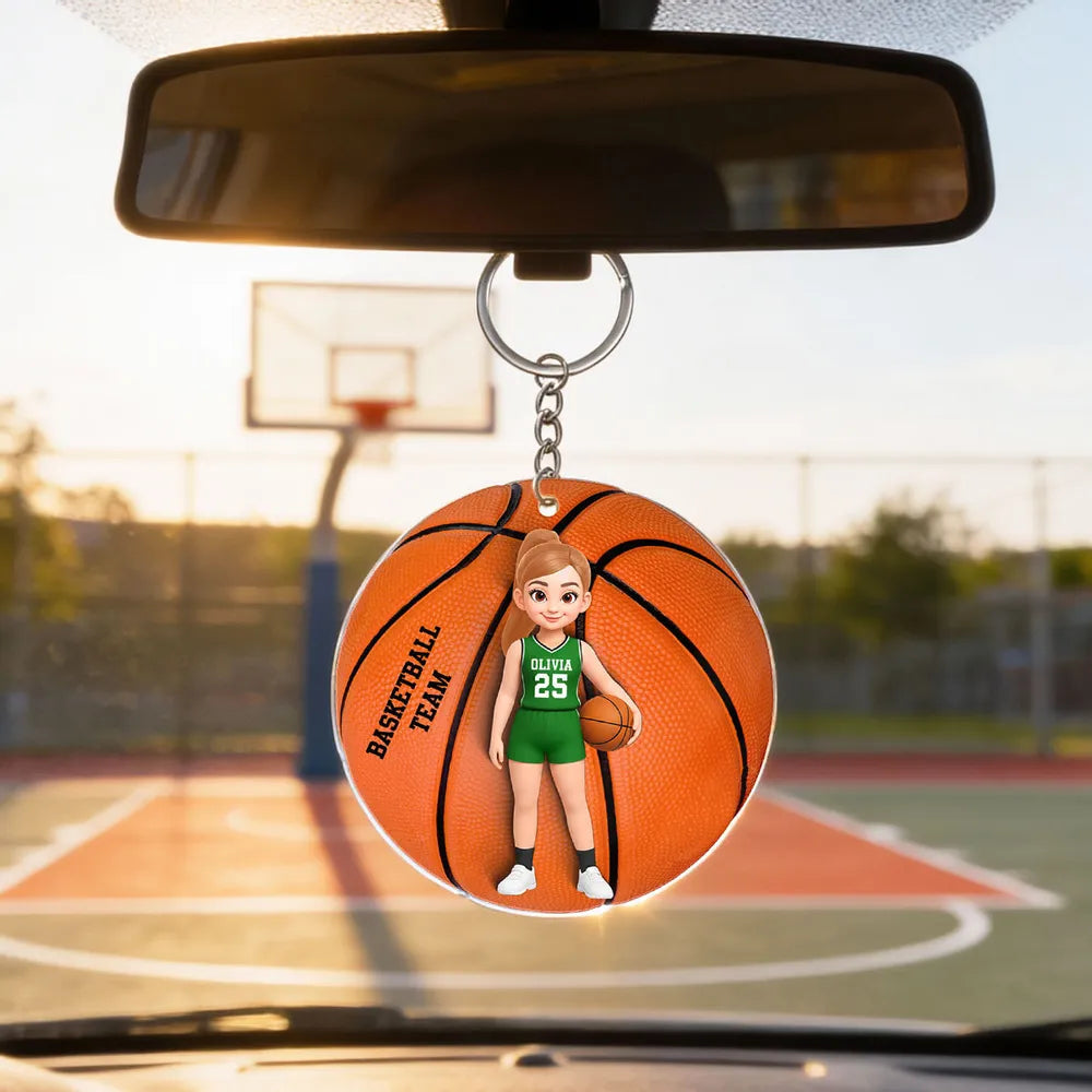 Custom Basketball Team Keychain for Kids - Personalized Sports Gift Keychain MagicInPrints