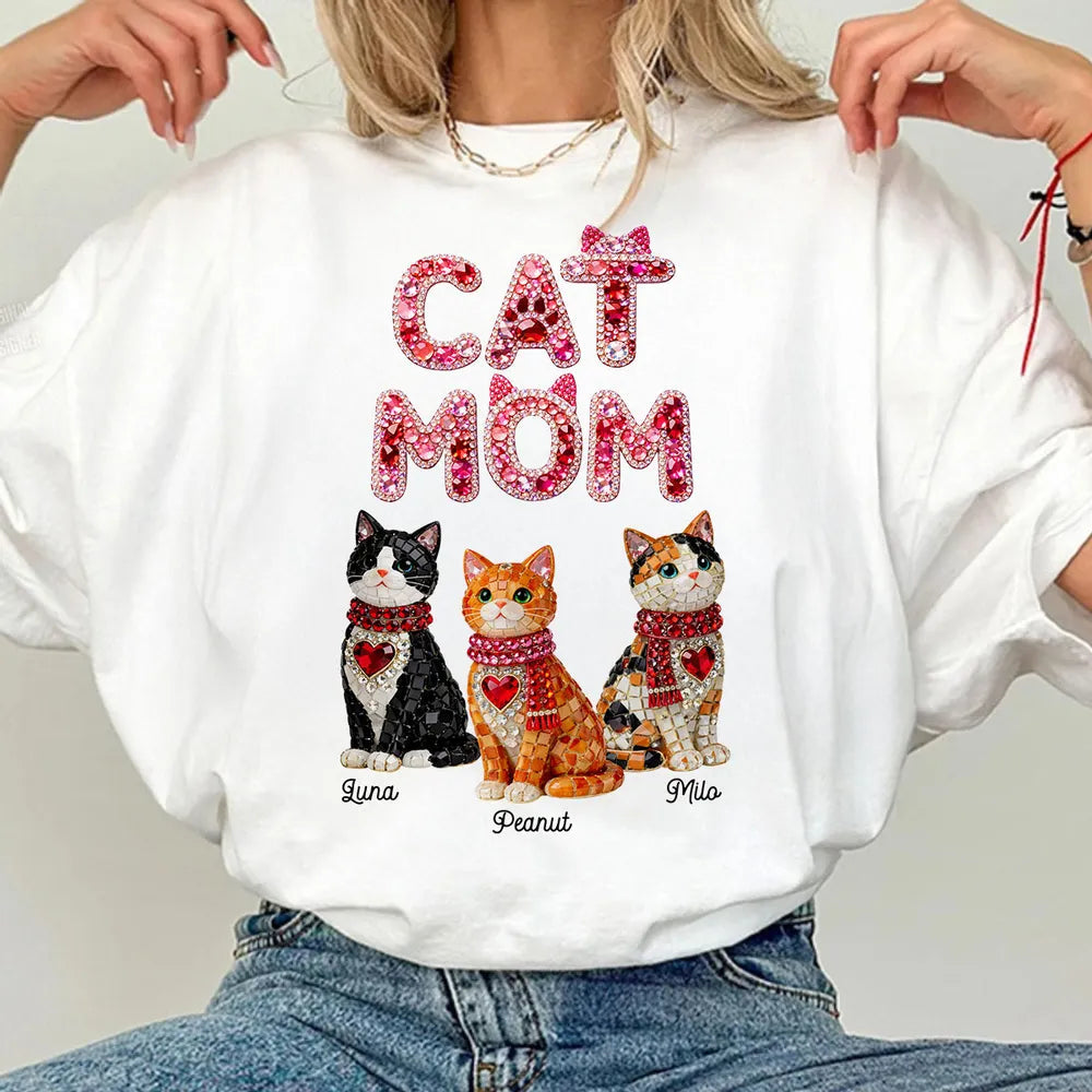 Personalized Cat Mom T-Shirt for Women with Custom Cat Names - Perfect Gift for Cat Lovers Cloth MagicInPrints