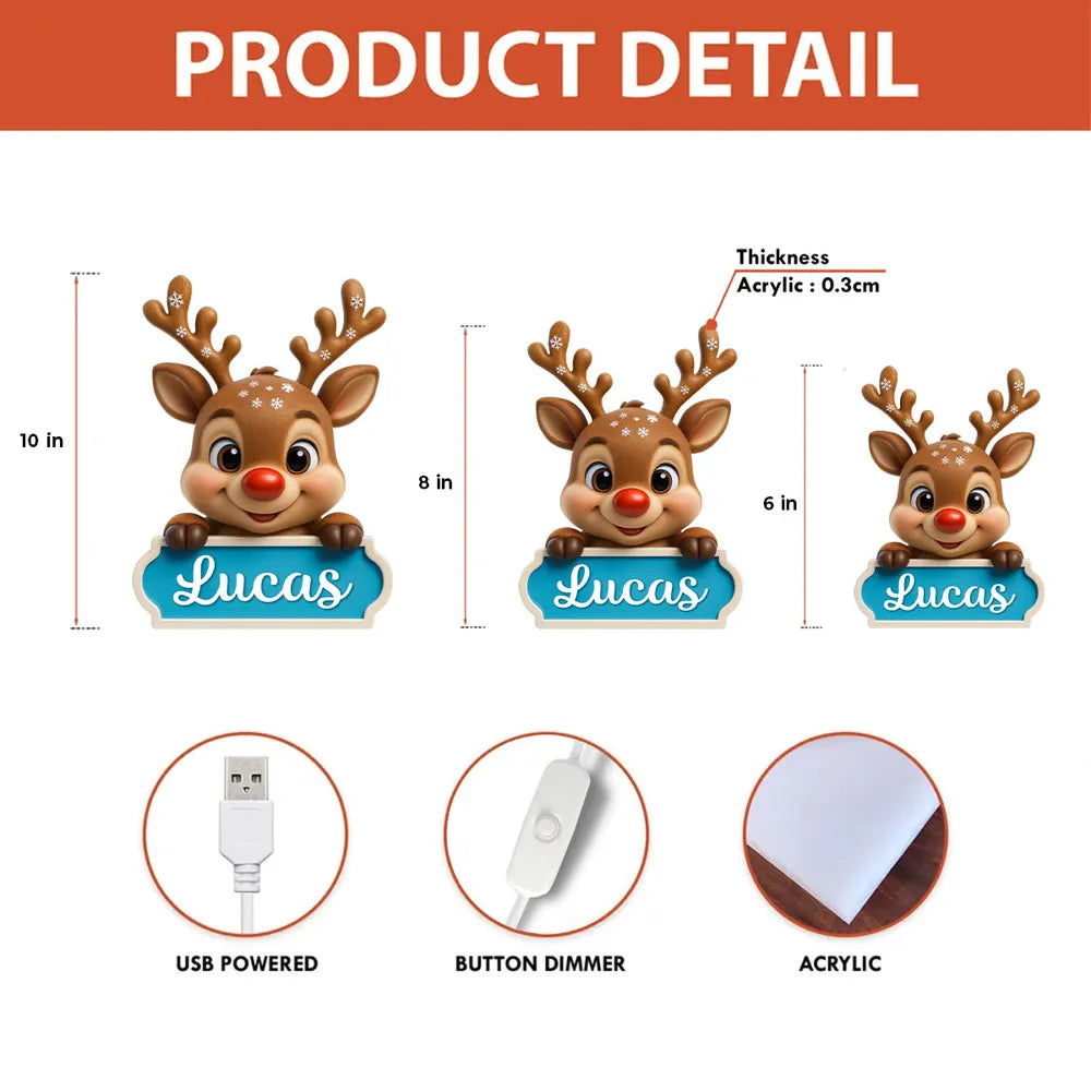 Personalized Reindeer Name Plaque for Kids - Christmas Decor Gift Plaque MagicInPrints