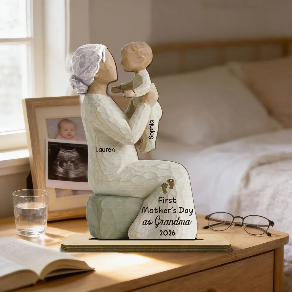 Personalized Wooden Sculpture for Grandma - First Mother's Day Gift 2026 Plaque MagicInPrints