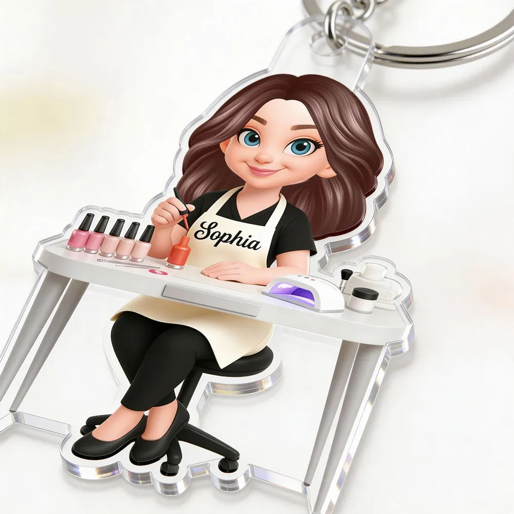 Custom Nail Technician Keychain for Nail Artists - Personalized Gift Keychain MagicInPrints