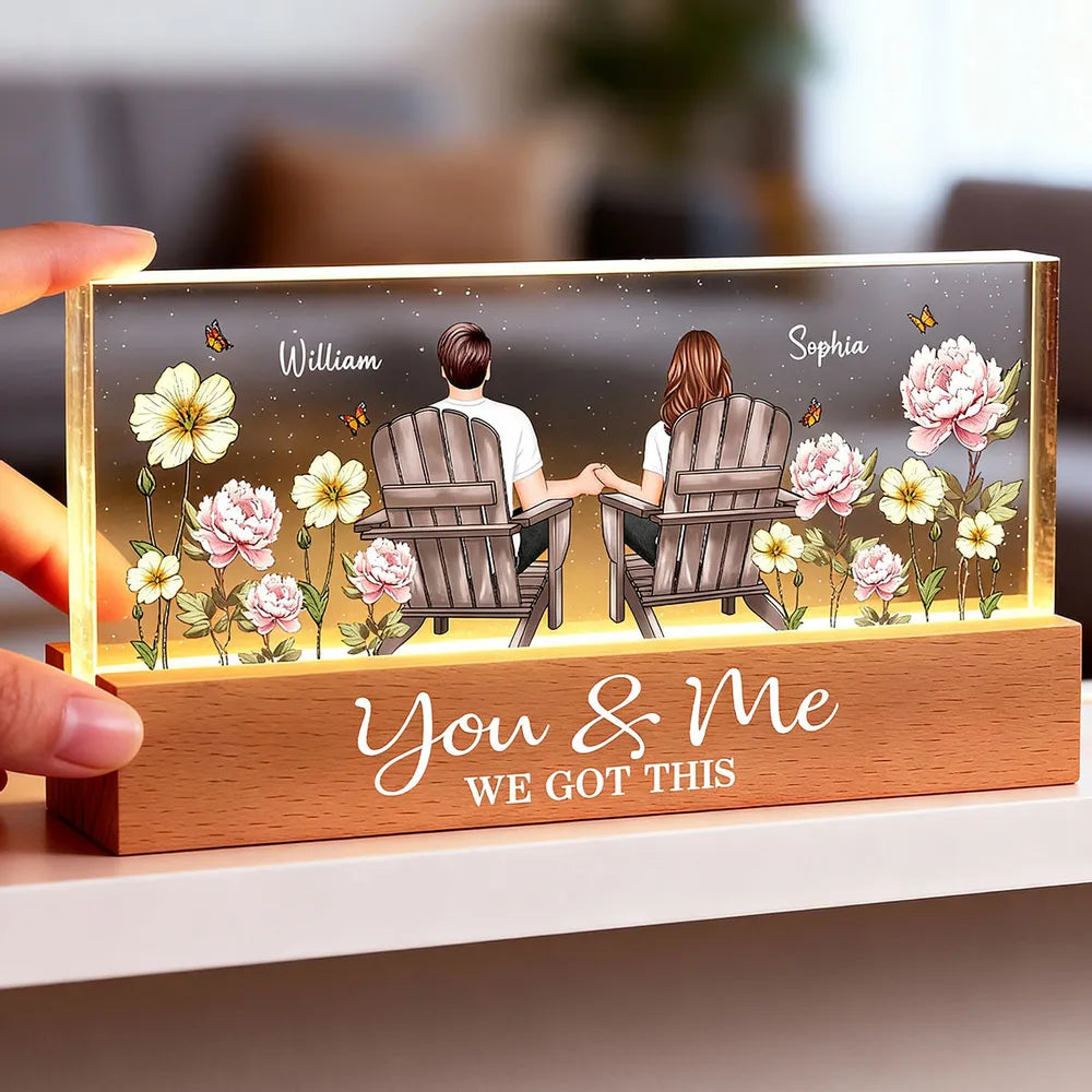 Personalized Romantic LED Lamp for Couples with Floral Design - Anniversary Gift Plaque MagicInPrints
