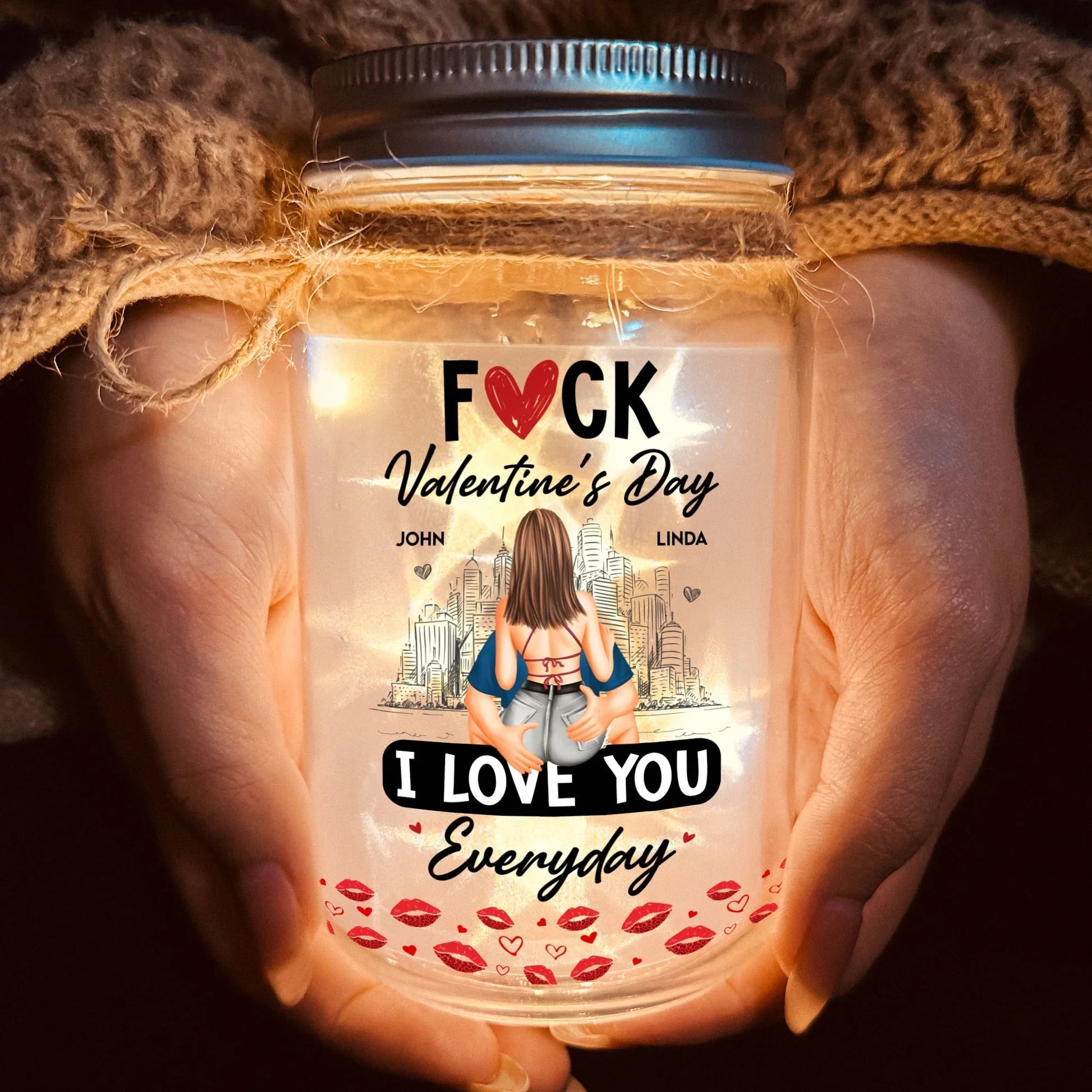 Personalized Romantic LED Jar Gift for Couples - Valentine's Day Surprise Lamp MagicInPrints