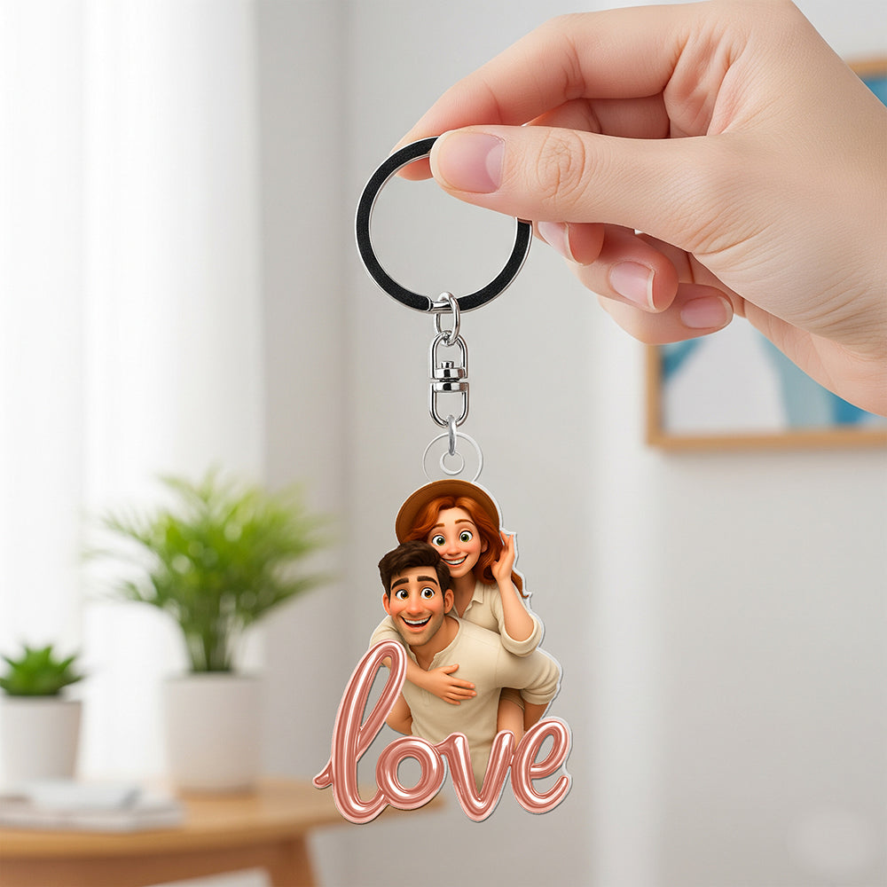Cartoon Couple Keychain - Custom Photo Gifts For Couple Keychains MagicInPrints