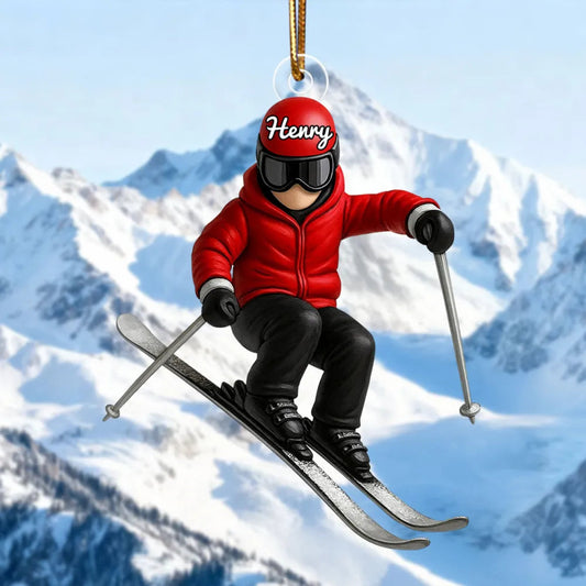 Personalized Skiing Ornament for Winter Sports Enthusiasts - Holiday Decor Ornament MagicInPrints