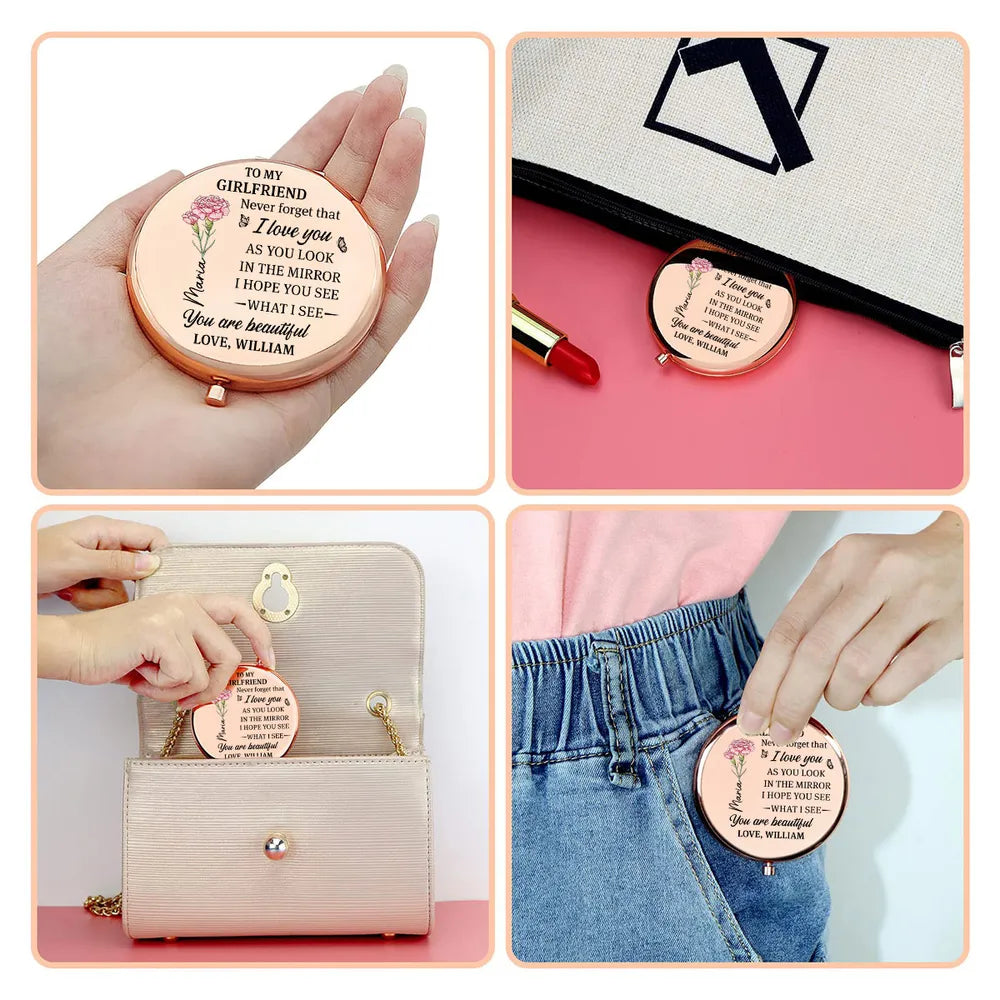 Personalized Compact Mirror for Wife - Sentimental Gift with Engraved Message Beauty Tools MagicInPrints
