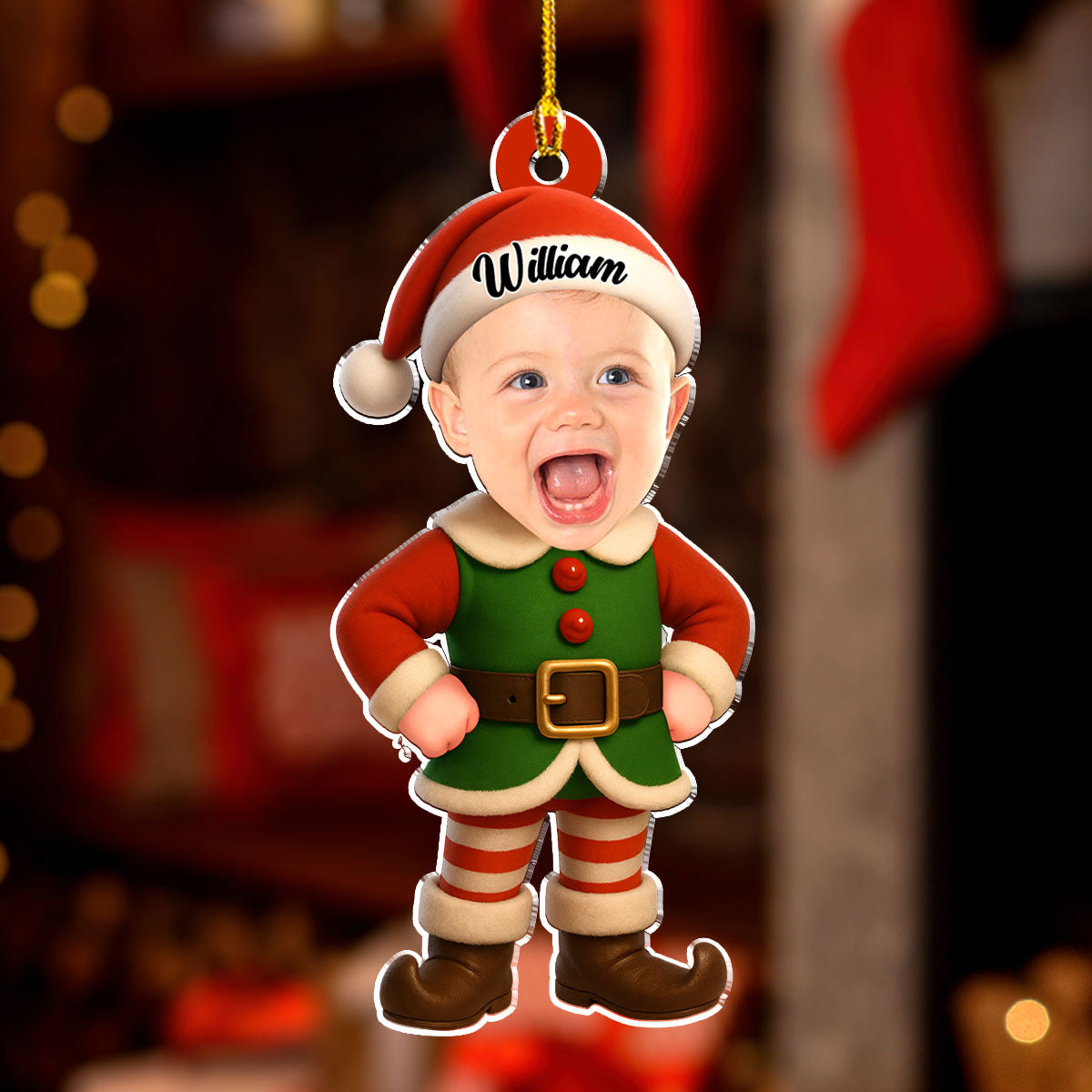 Personalized Baby Elf Christmas Ornament for Kids - Holiday Decoration Ornament MagicInPrints