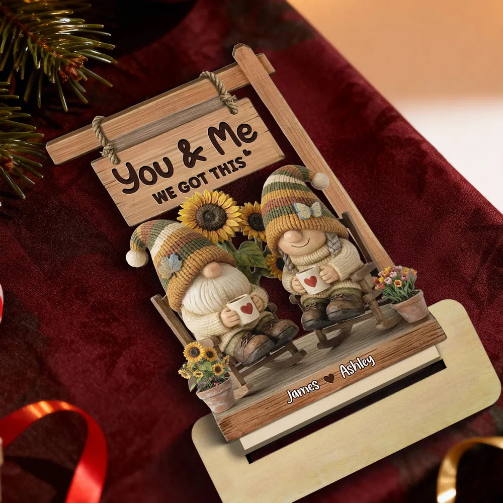 Personalized Gnome Couple Figurine for Couples with Custom Names - Romantic Home Decor Plaque MagicInPrints