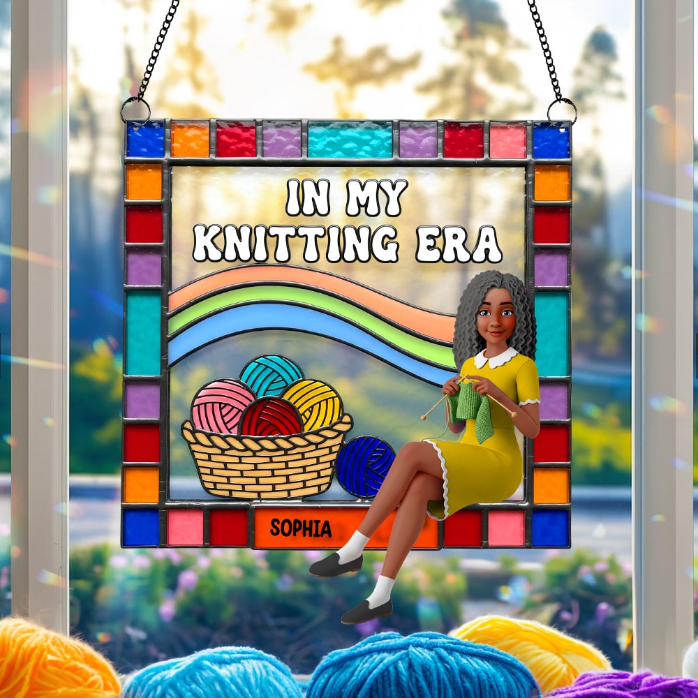 In My Knitting Era - Personalized Knitting Lovers Suncatcher Ornament - Custom Gift for Knitters, Craft Lovers, and Yarn Enthusiasts Ornament MagicInPrints