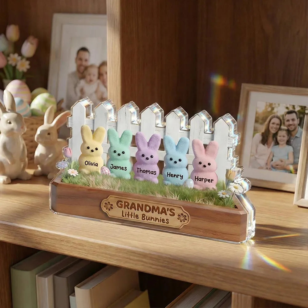 Personalized Bunny Family Garden Decor for Grandma - Easter Gift Plaque MagicInPrints