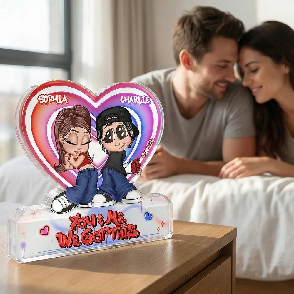 Personalized Heart-Shaped Acrylic Couple Figurine - Romantic Gift for Anniversaries Plaque MagicInPrints