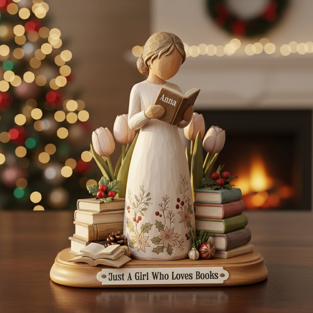 Just A Girl Who Loves Books - Personalized Acrylic Plaque for Book Lovers Shaped Plaques MagicInPrints