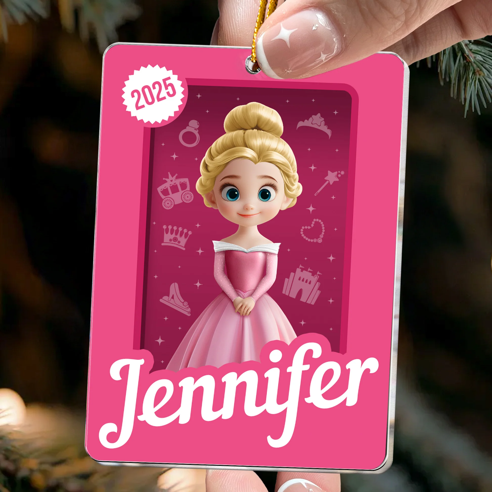 Personalized Princess Christmas Ornament for Kids - Custom Name 2025 Ornament MagicInPrints