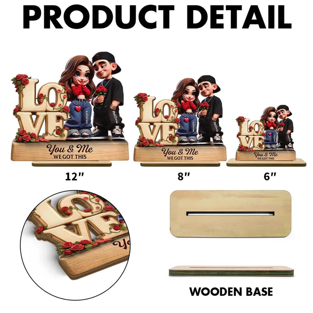 Personalized Romantic Couple Figurine with Love Sign - Anniversary Gift Plaque MagicInPrints