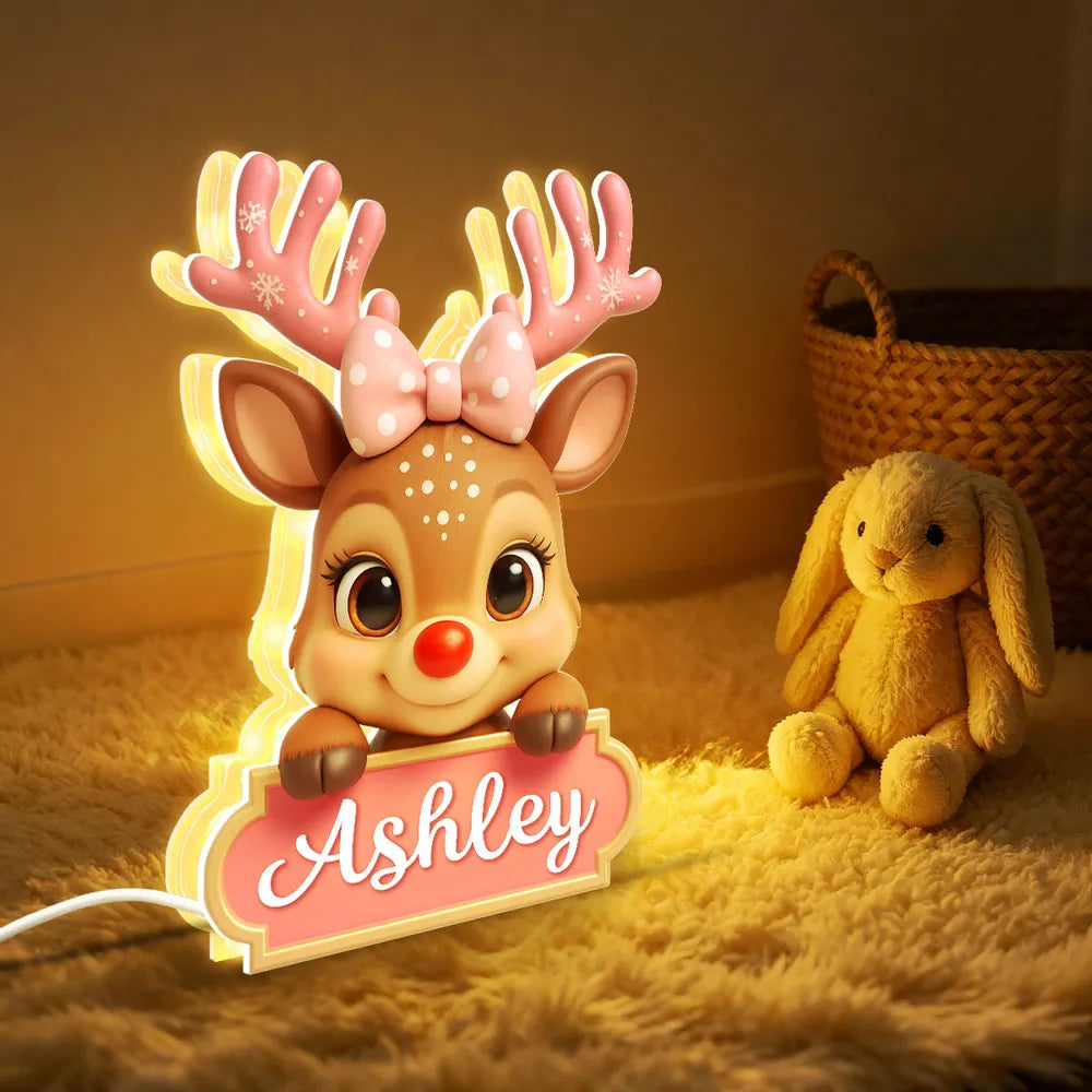 Personalized Reindeer Name Plaque for Kids - Christmas Decor Gift Plaque MagicInPrints