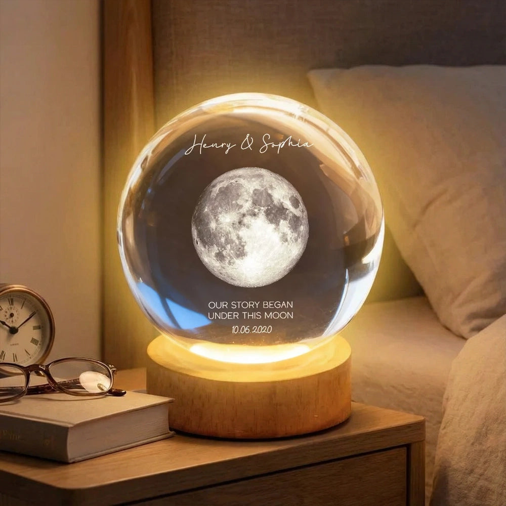 Personalized Moon Lamp for Couples with Custom Date - Romantic Bedroom Decor Lamp MagicInPrints