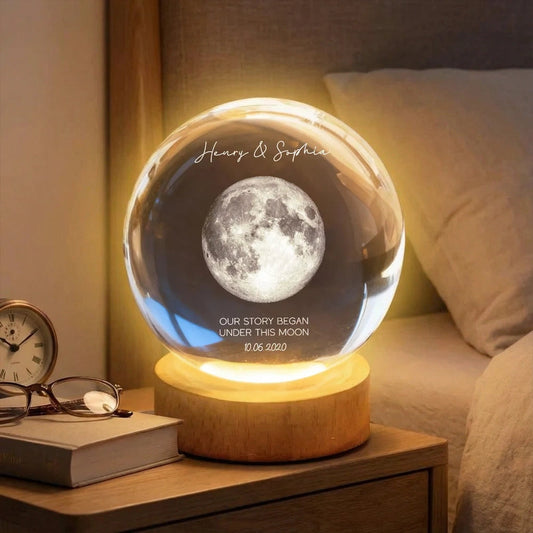 Personalized Moon Lamp for Couples with Custom Date - Romantic Bedroom Decor Lamp MagicInPrints