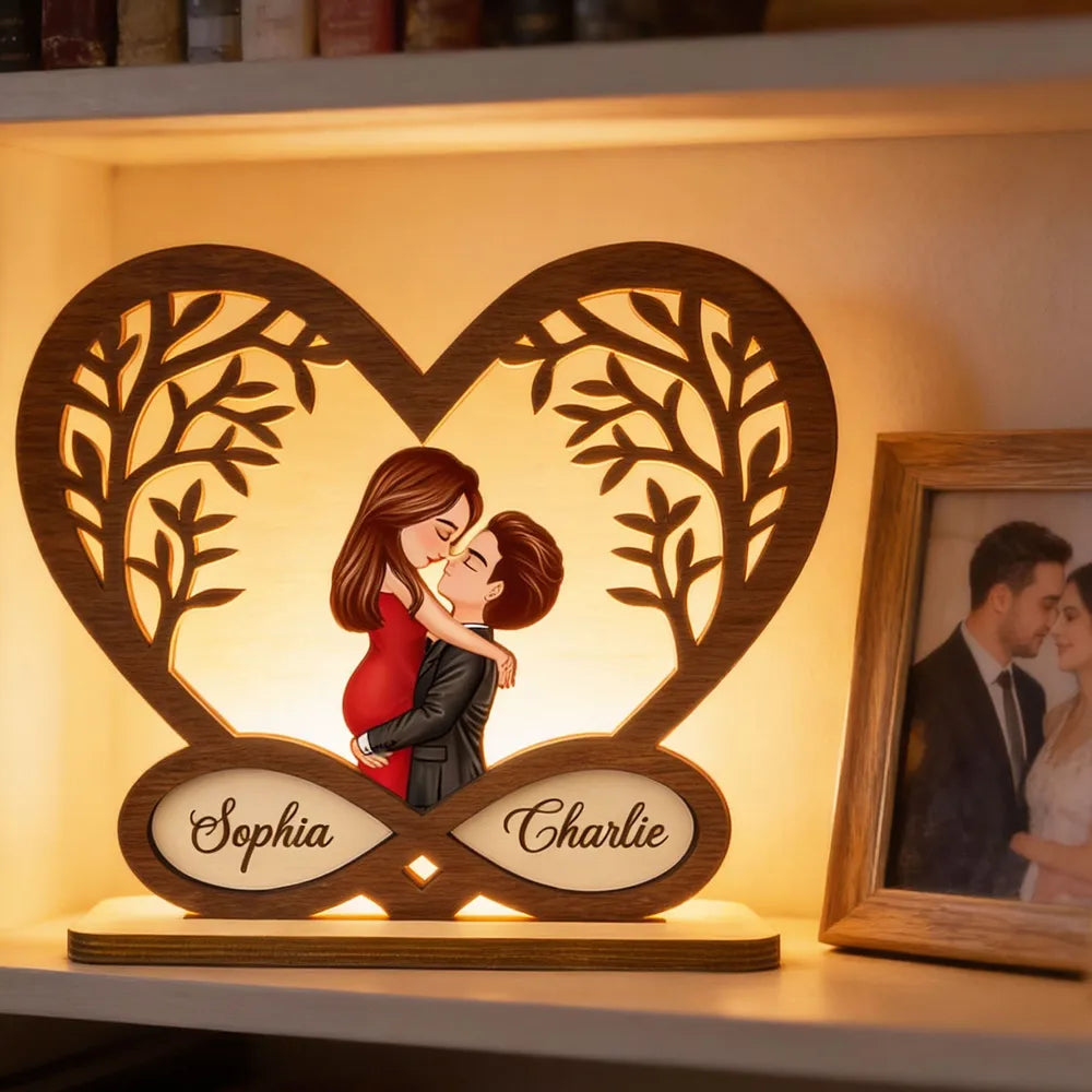 Personalized Wooden Heart Couple Figurine for Couples - Romantic Anniversary Gift Plaque MagicInPrints