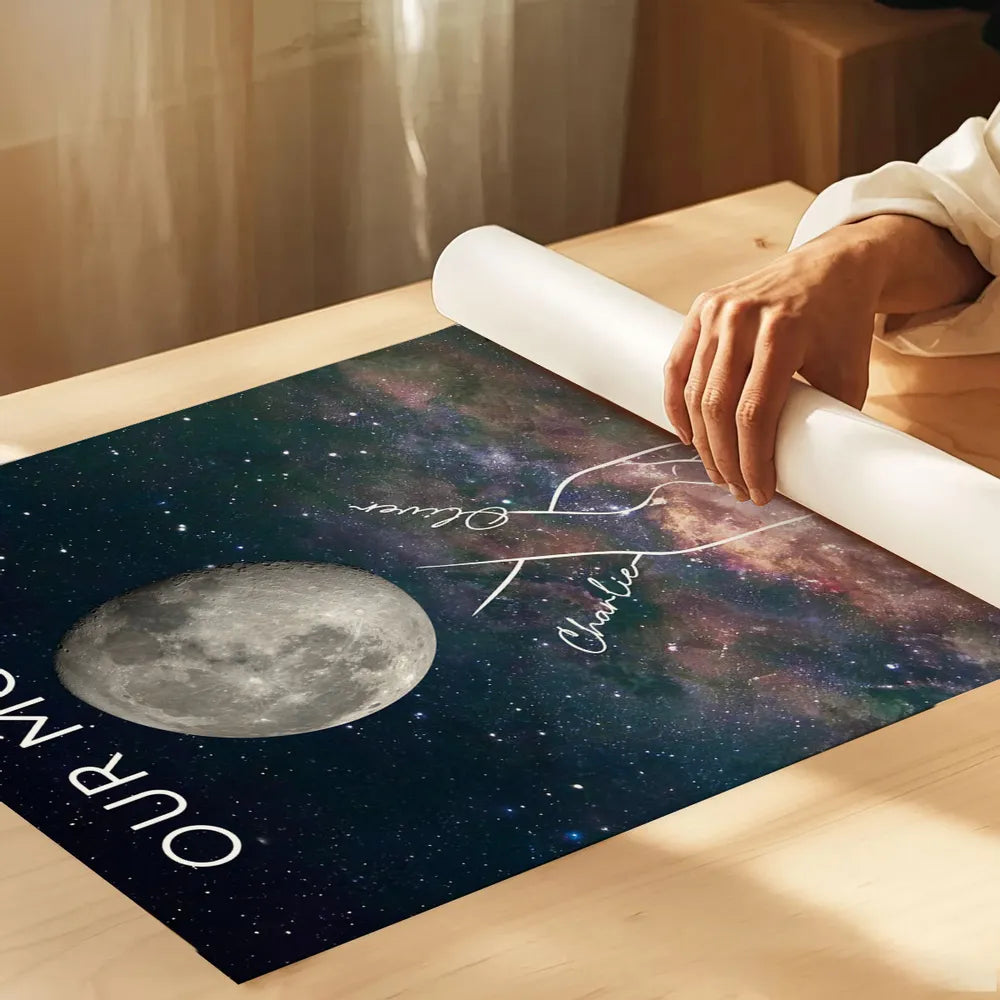 Personalized Couples Moon Phase Art Print - Romantic Anniversary Gift Poster or Canvas MagicInPrints