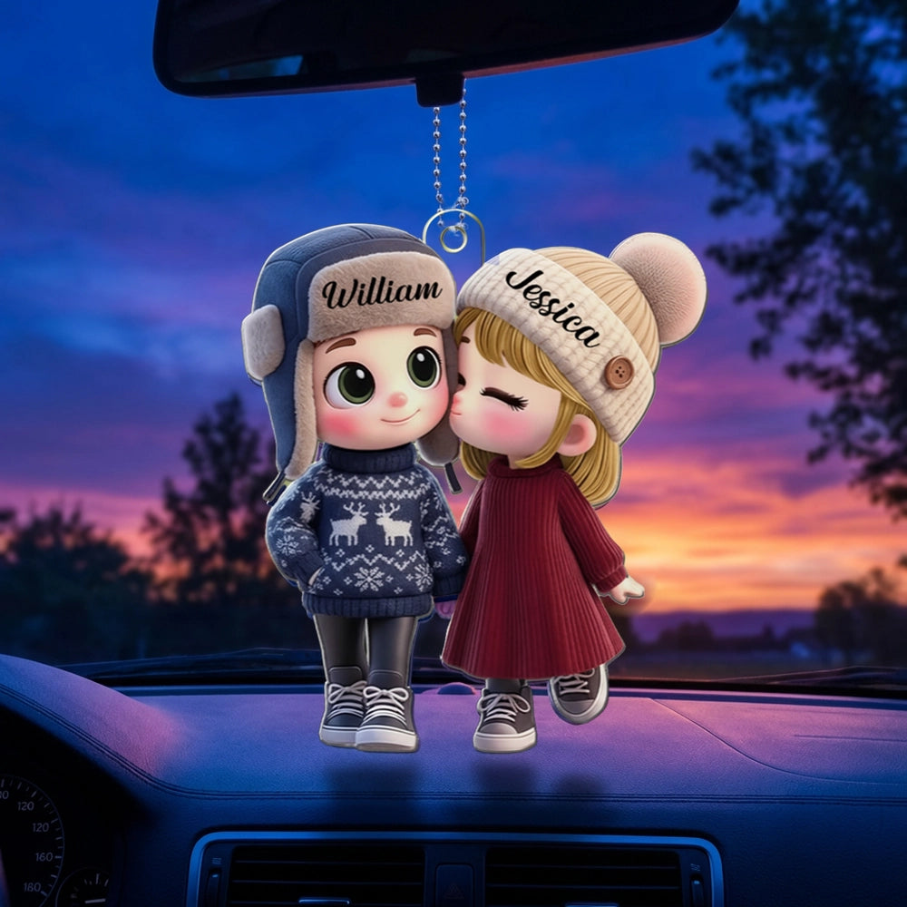 Personalized Couple Car Hanging Ornament for Lovers - Cute Gift for Anniversaries Car Hanger MagicInPrints
