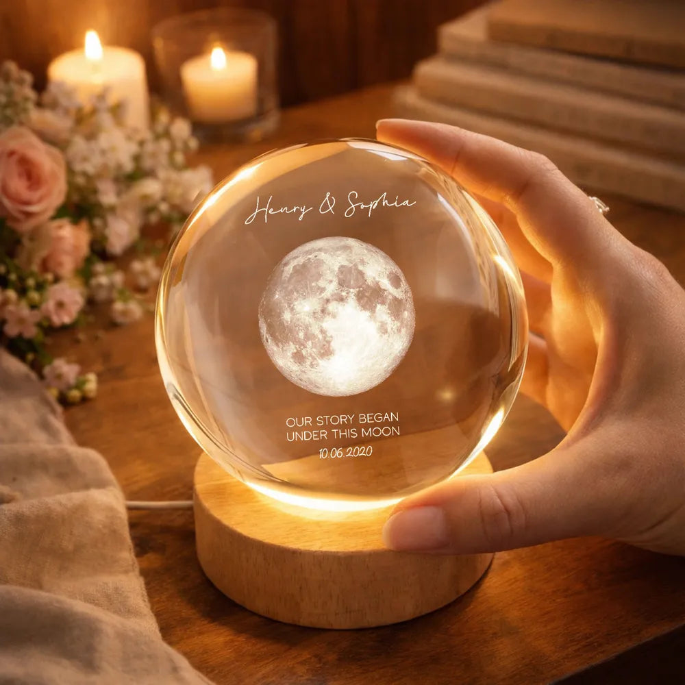 Personalized Moon Lamp for Couples with Custom Date - Romantic Bedroom Decor Lamp MagicInPrints