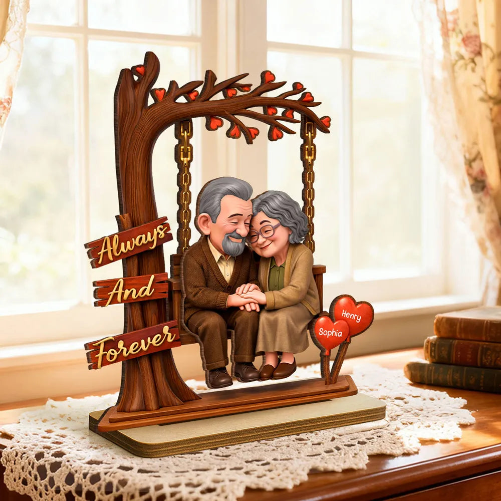 Personalized Couple Figurine for Seniors - Always and Forever Anniversary Gift Plaque MagicInPrints