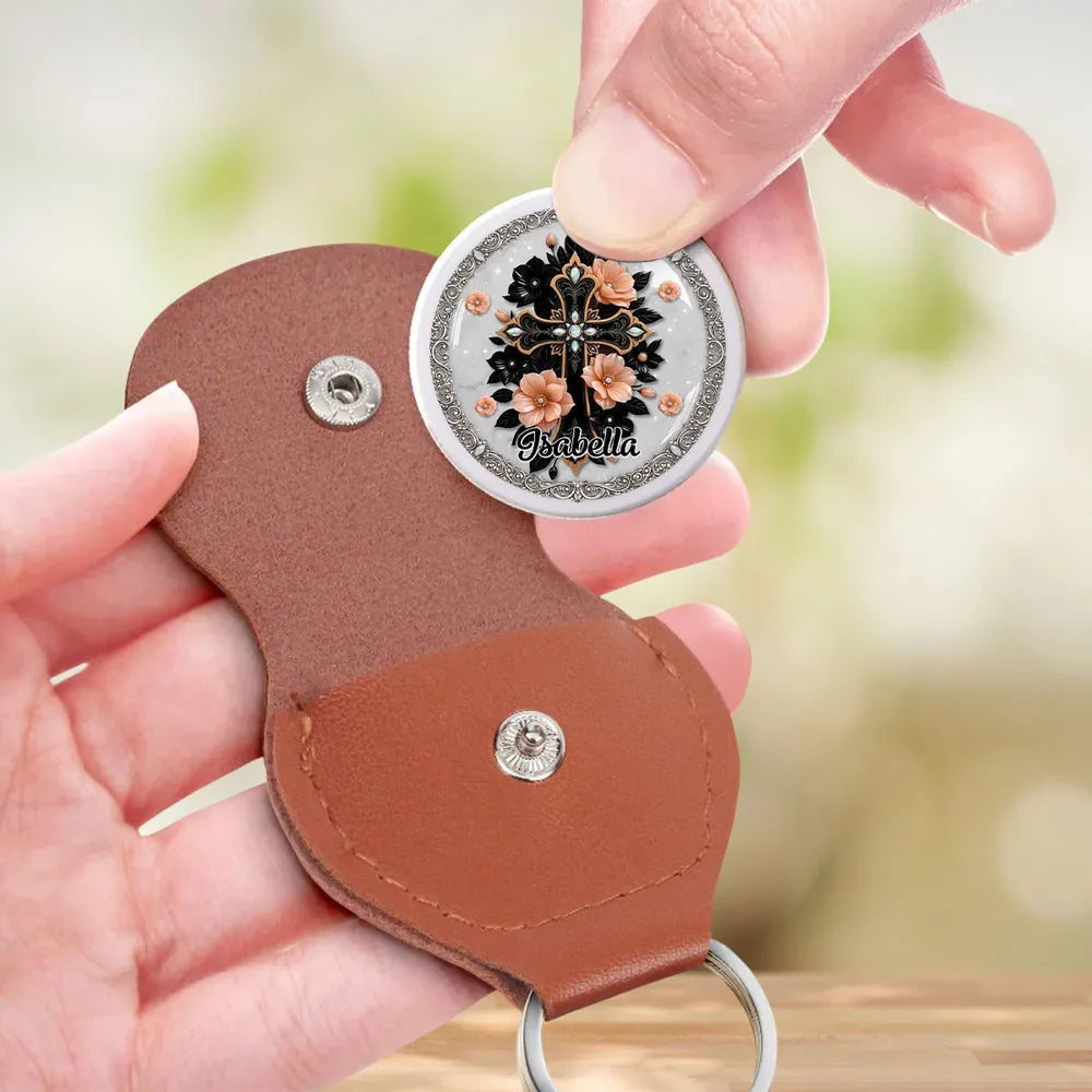 Personalized Christian Keychain for Women with Floral Cross Design - Inspirational Gift Keychain MagicInPrints