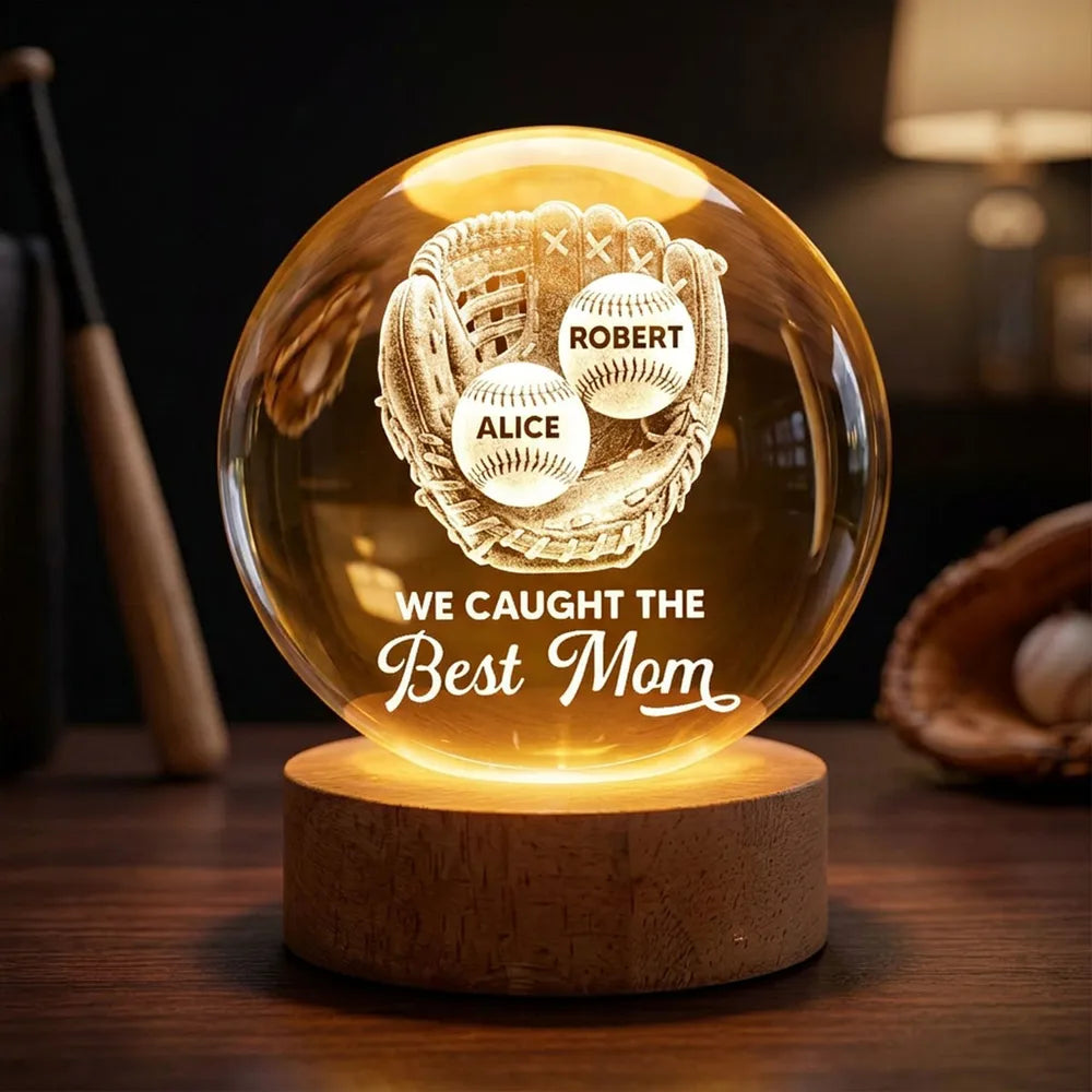Personalized Baseball Mom LED Lamp with Custom Names - Mother's Day Gift Lamp MagicInPrints