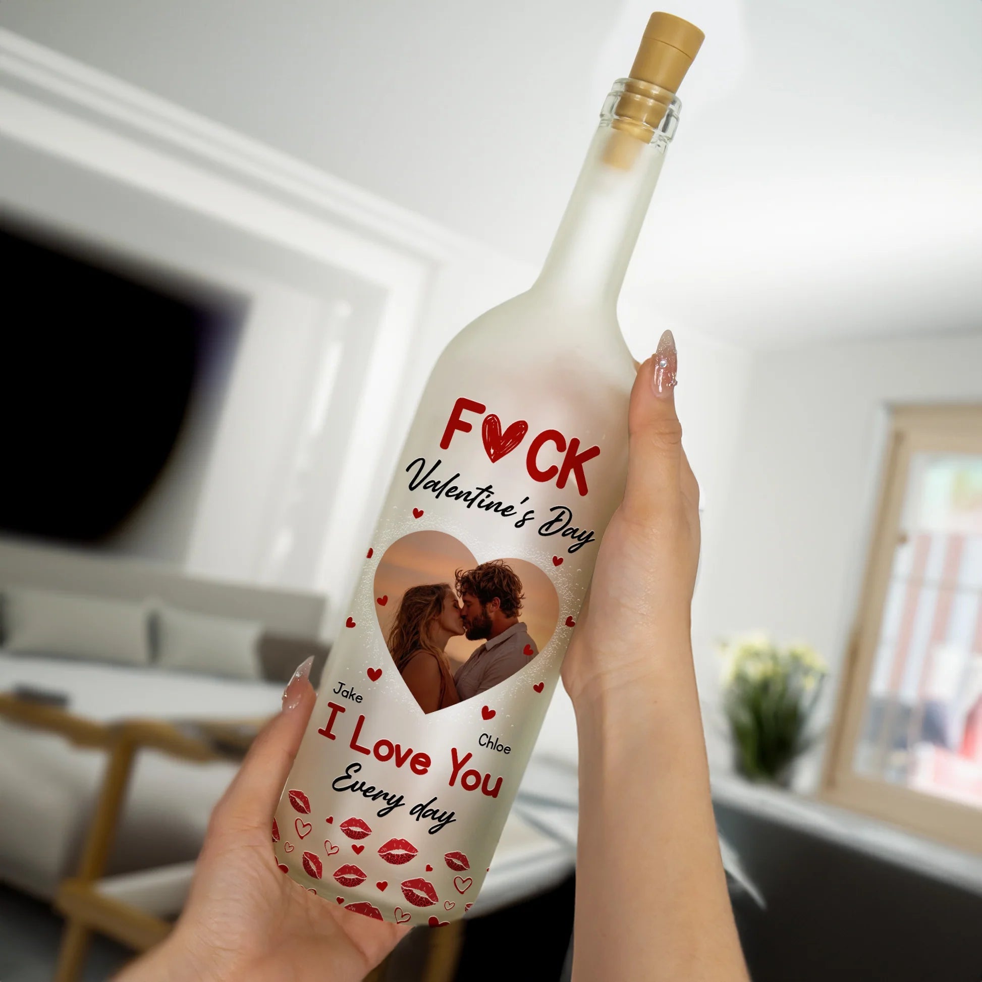 Customized LED Wine Bottle Lamp for Couples - Romantic Gift for Valentine's Day Lamp MagicInPrints