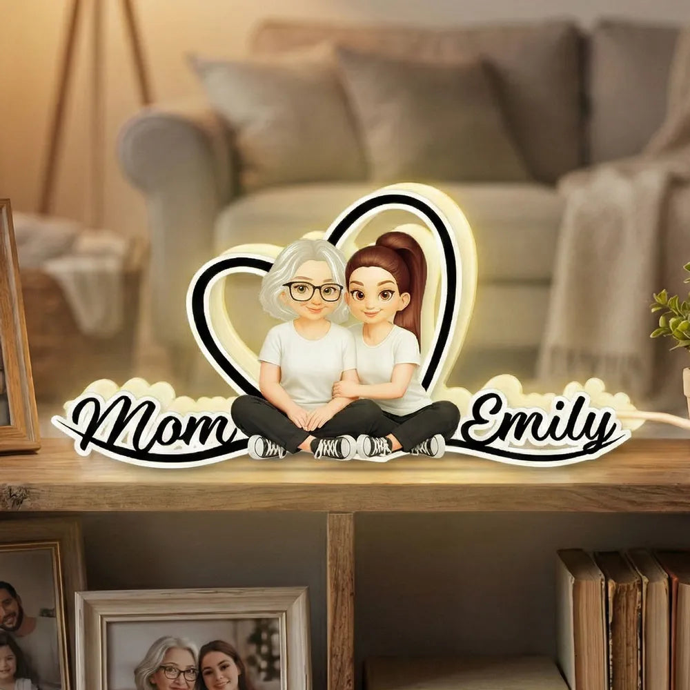 Personalized LED Night Light for Mom and Daughter - Heartwarming Gift Plaque MagicInPrints