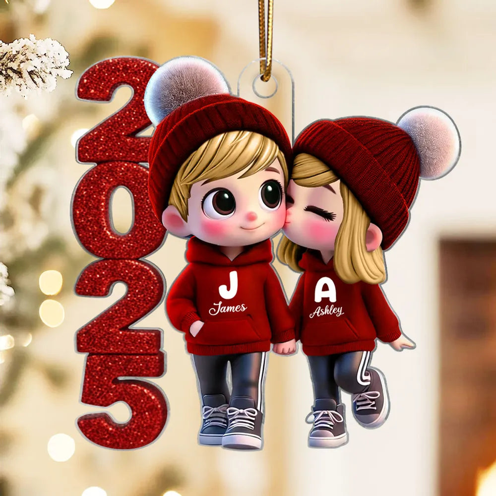 Personalized Couple Ornament 2025 - Custom Names Christmas Gift Ornament MagicInPrints