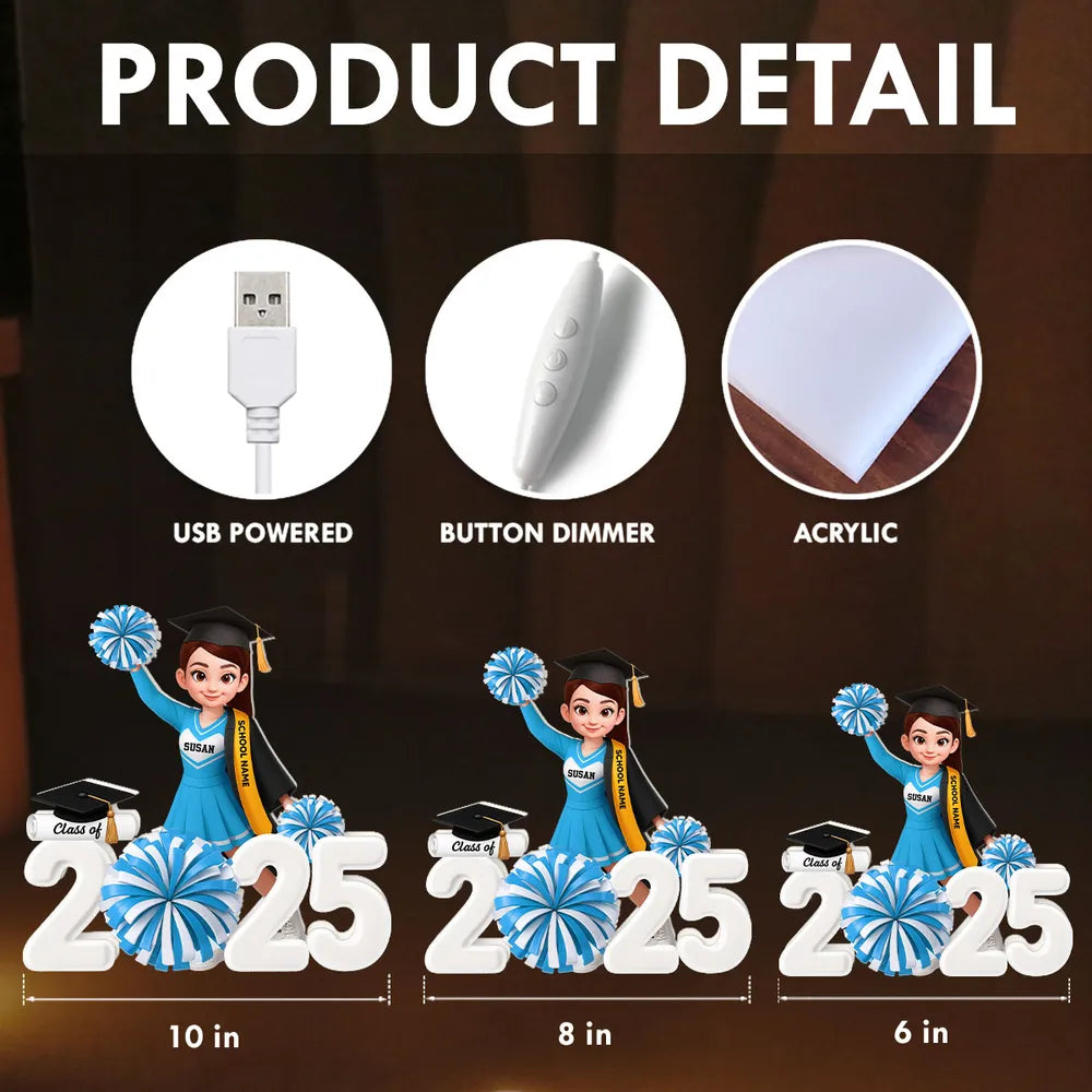 Personalized Graduation Cheerleader Figurine for Class of 2026 - Perfect Graduation Gift Plaque MagicInPrints