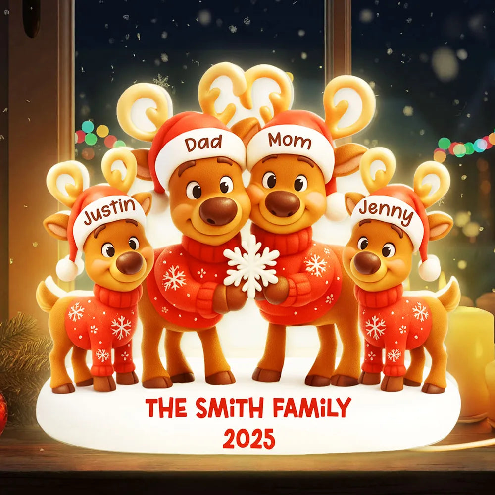 Personalized Family Reindeer Christmas Light - Festive Holiday Decor Plaque MagicInPrints