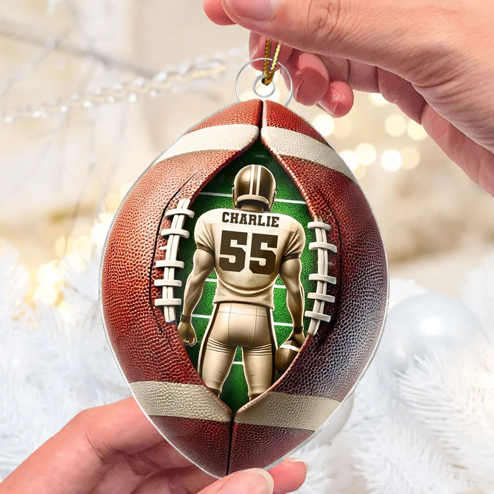 Custom Football Ornament for Sports Fans with Player Number - Holiday Decor Ornament MagicInPrints