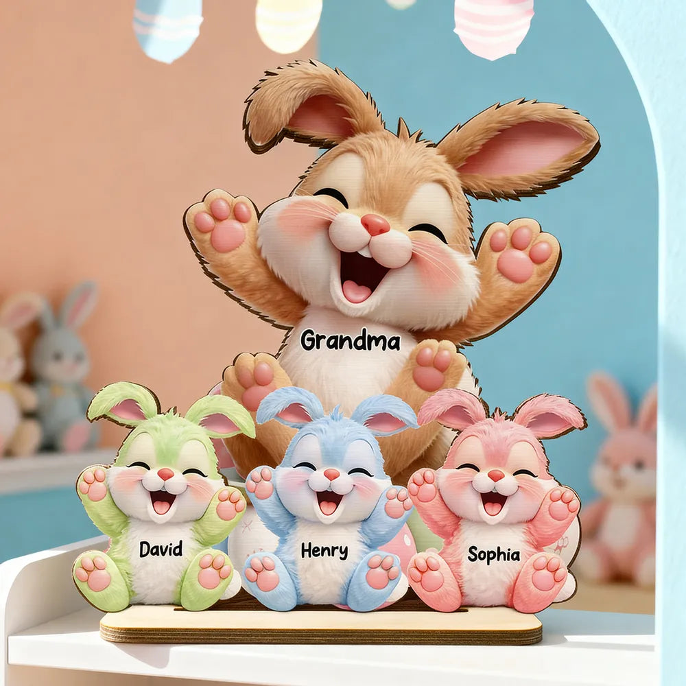 Personalized Bunny Family Plaque for Grandma - Custom Names Gift Plaque MagicInPrints