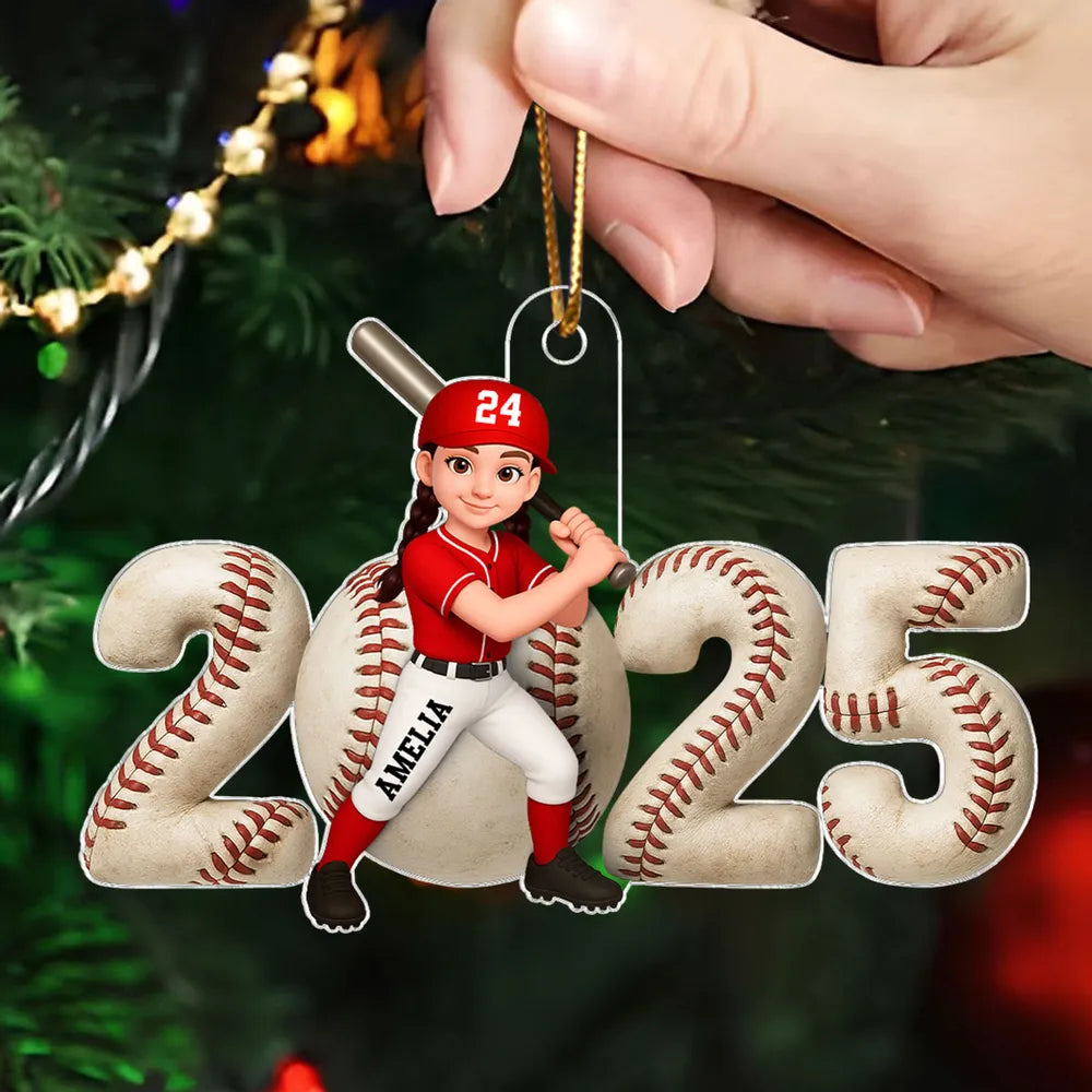 Personalized Baseball Ornament for Kids - Custom Name and Year 2025 Ornament MagicInPrints
