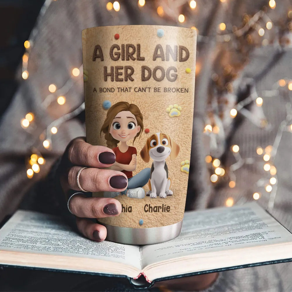 Personalized Tumbler for Dog Lovers - A Girl and Her Dog Design Cup MagicInPrints