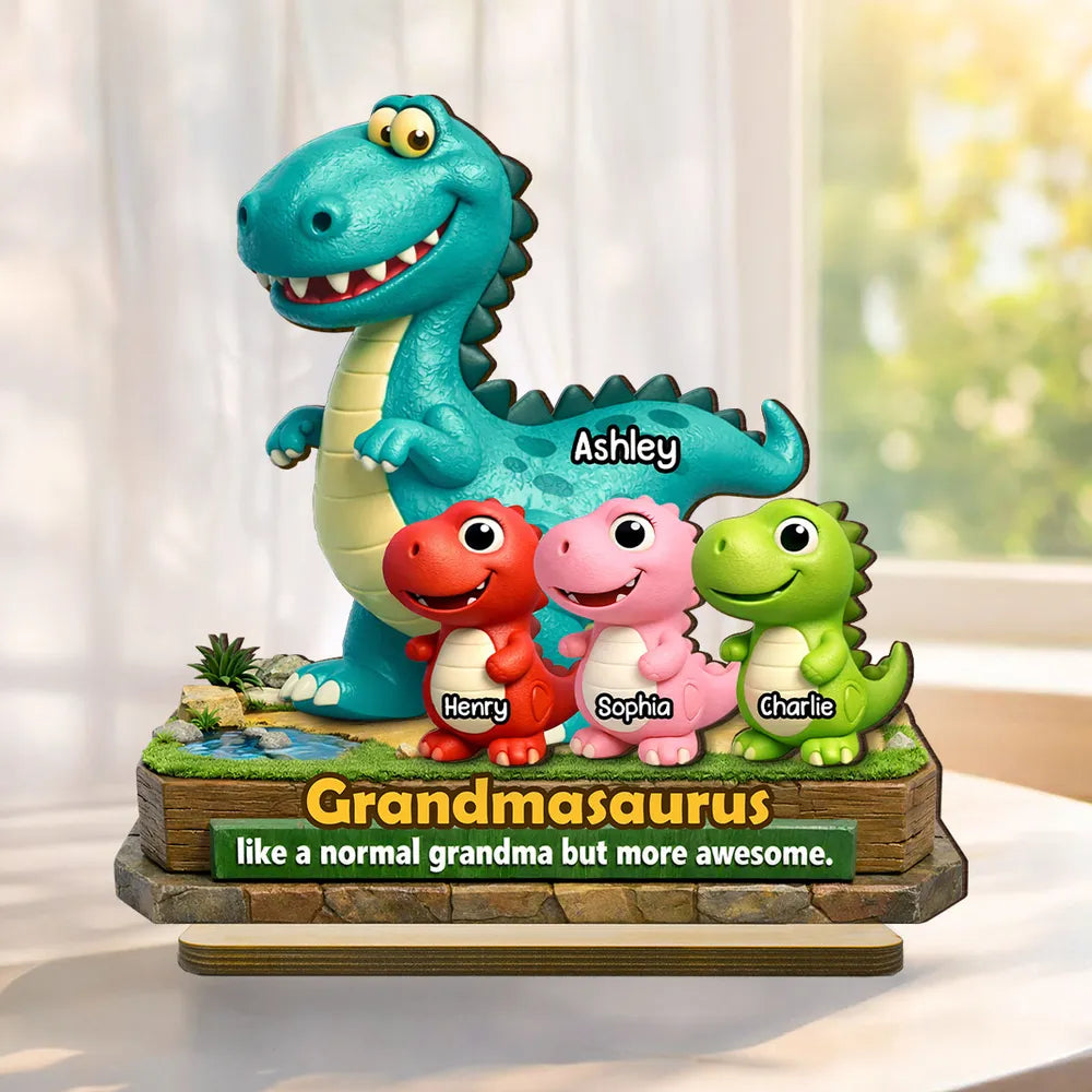 Personalized Grandmasaurus Dinosaur Figurine for Grandma - Fun Family Gift Plaque MagicInPrints