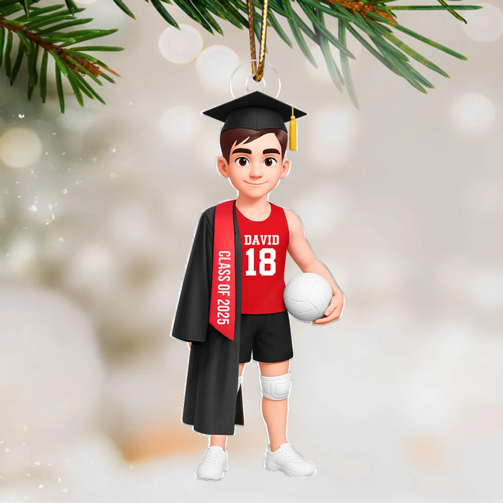 Personalized Graduation Volleyball Player Ornament for Class of 2025 - Perfect for Graduates Ornament MagicInPrints