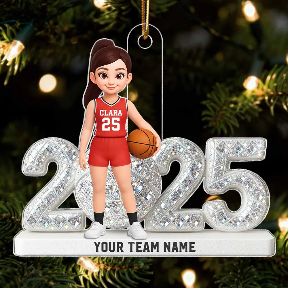 Personalized Basketball Player Ornament for Kids - 2025 Holiday Gift Ornament MagicInPrints