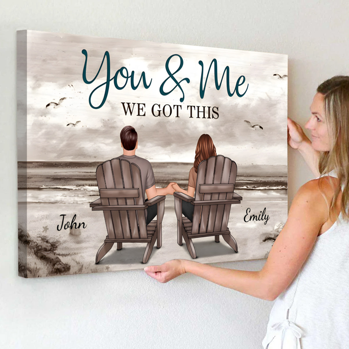 Personalized Couples Beach Canvas Art - Romantic Gift for Anniversaries Poster or Canvas MagicInPrints