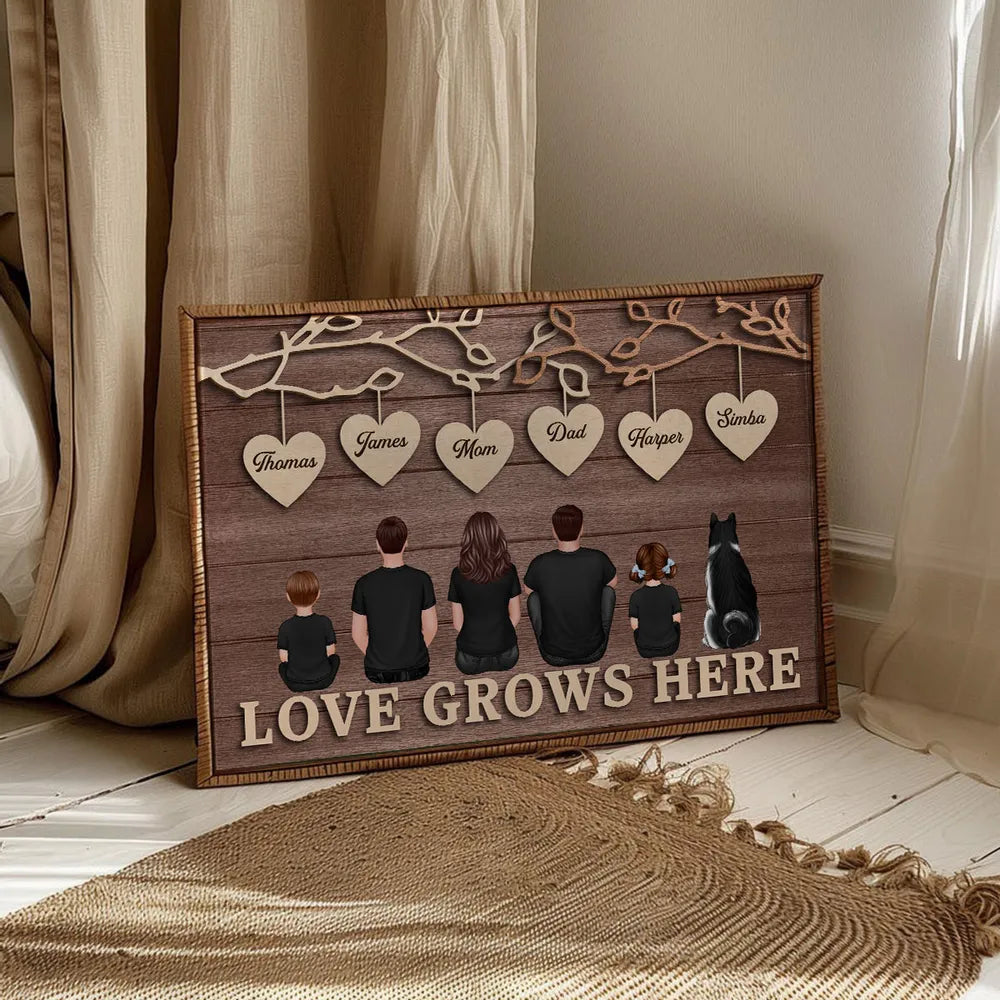 Personalized Family Wall Art for Home Decor - Love Grows Here Poster or Canvas MagicInPrints