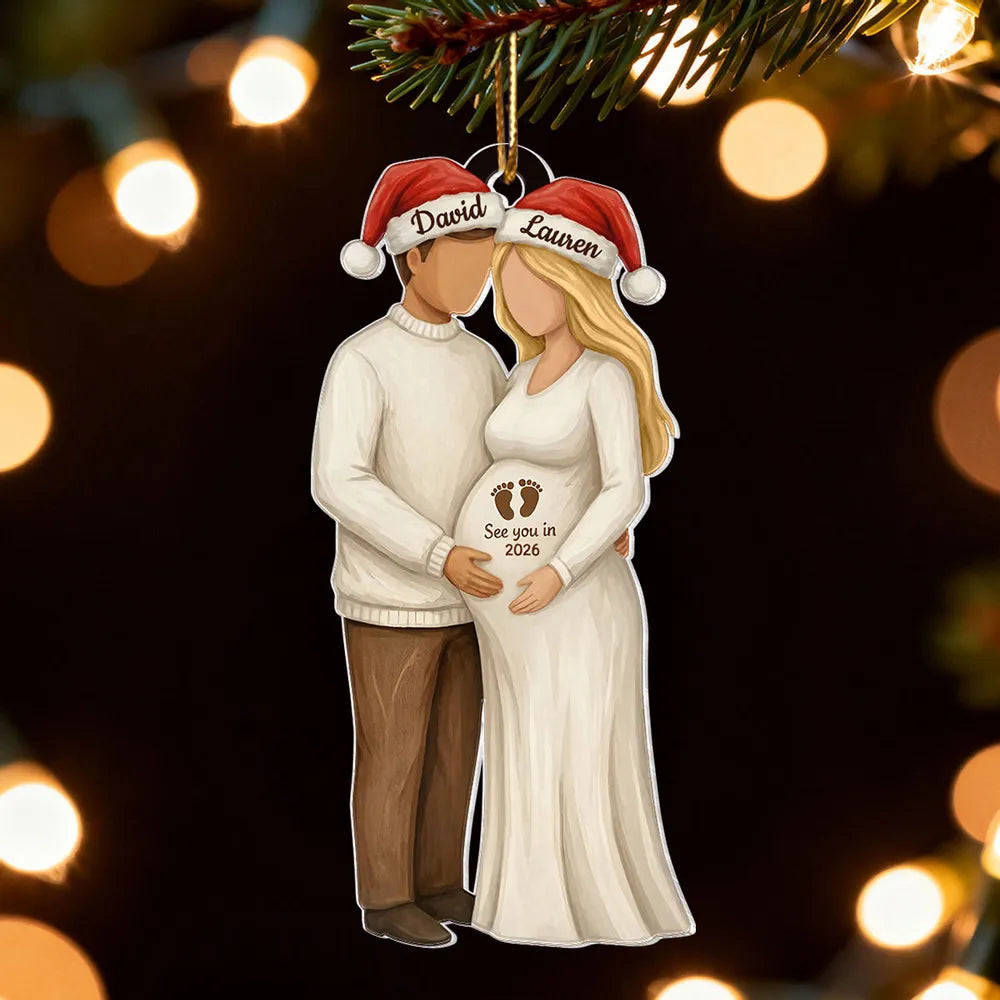 Personalized Christmas Ornament for Expecting Parents - Pregnancy Announcement Keepsake Ornament MagicInPrints