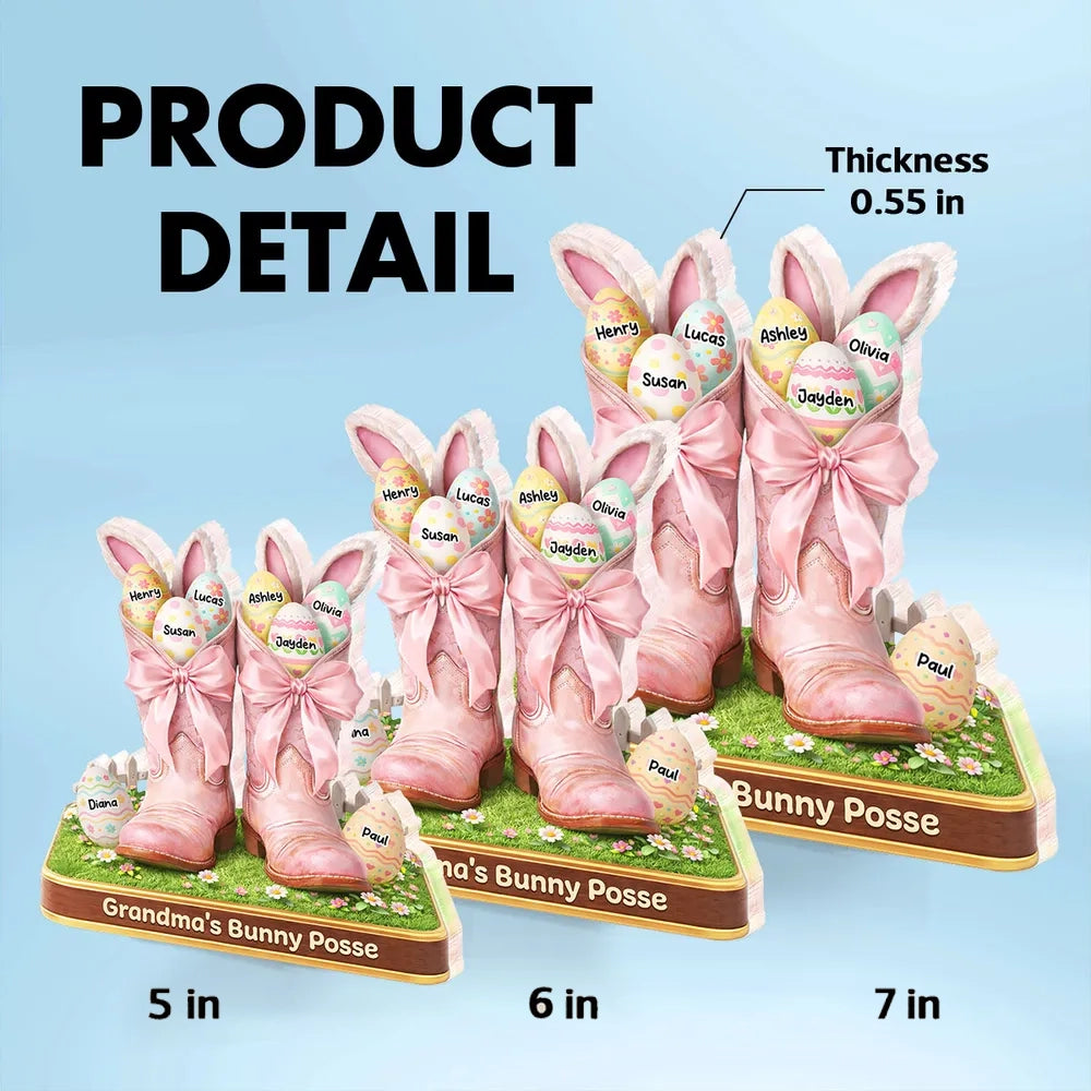 Personalized Easter Bunny Boot Decor for Grandma - Custom Names Gift Plaque MagicInPrints