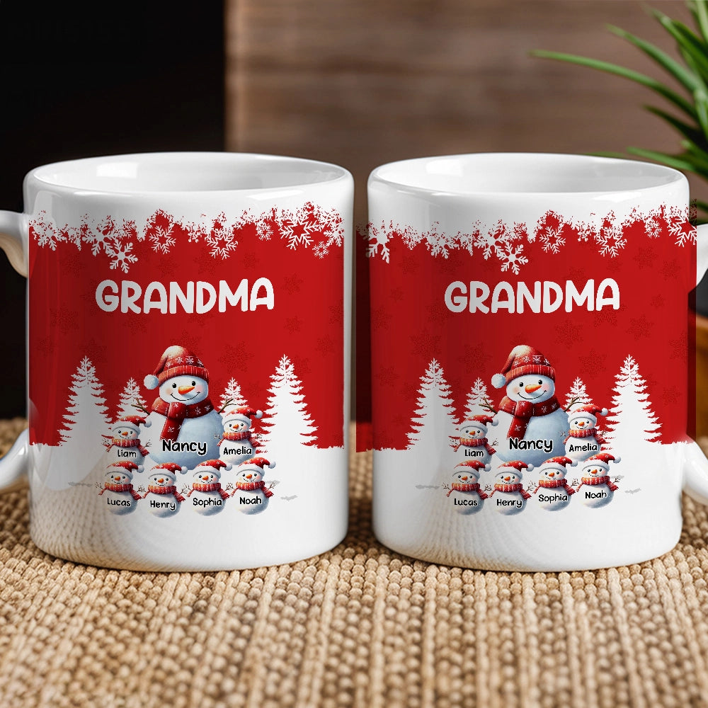 Personalized Snowman Family Mug for Grandma - Christmas Gift Cup MagicInPrints