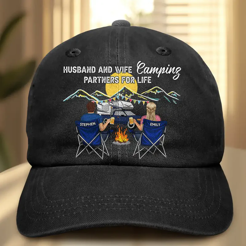 Custom Embroidered Camping Hat for Couples - Outdoor Adventure Gift Hat MagicInPrints